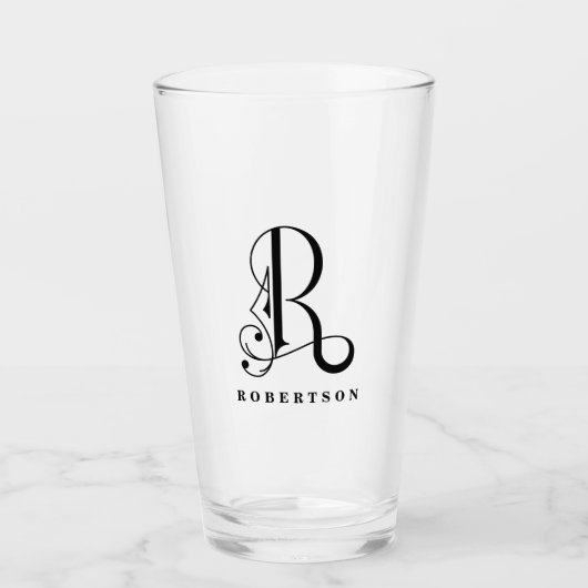 Classy Monogram Initia lR met Achternaam Glass Glas (Voorkant)