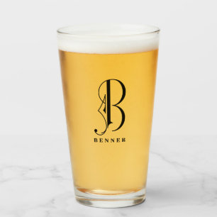 Classy Monogram Initiaal B met Achternaam Glas
