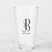 Classy Monogram Initiaal B met Achternaam Glas (Voorkant)