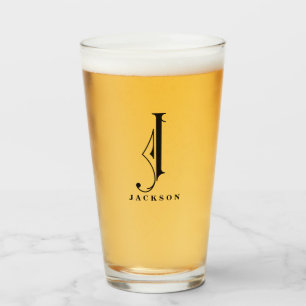 Classy Monogram Initiaal J met Achternaam Glass Glas
