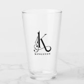 Classy Monogram Initiaal K met Achternaam glas (Voorkant)