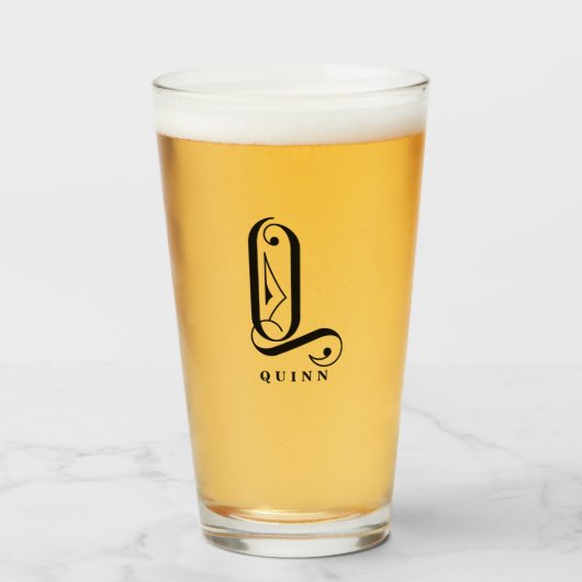 Classy Monogram Initiaal Q met Achternaam Glass Glas (Voorkant gevuld)