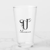 Classy Monogram Initiaal U met Achternaam glas (Voorkant)