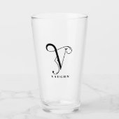 Classy Monogram Initiaal V met Achternaam Glass Glas (Voorkant)