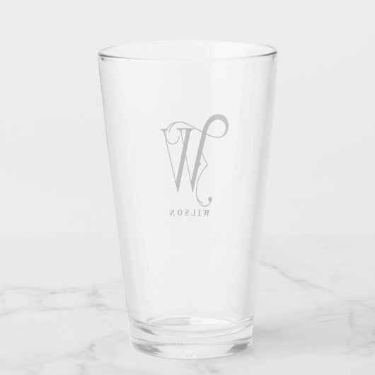 Classy Monogram Initiaal W met Achternaam Editable Glas (Achterkant)