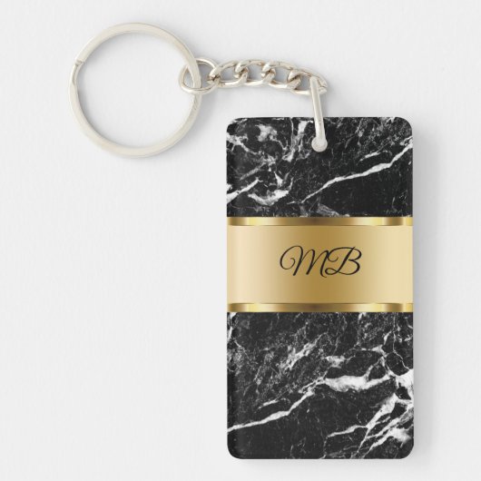 Classy Monogram Marble Stone Kijk Sleutelhanger (Voorkant)