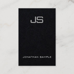 Classy Monogram Premium - zwart - verticaal modern Visitekaartje