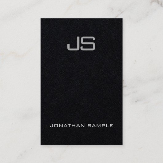 Classy Monogram Premium - zwart - verticaal modern Visitekaartje (Voorkant)