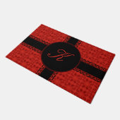 Classy Monogram Red en Black Pattern Deurmat (Schuin)