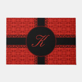 Classy Monogram Red en Black Pattern Deurmat (Voorkant)