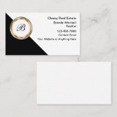 Classy Monogram Vastgoed Visitekaartjes (Voorkant / Achterkant)