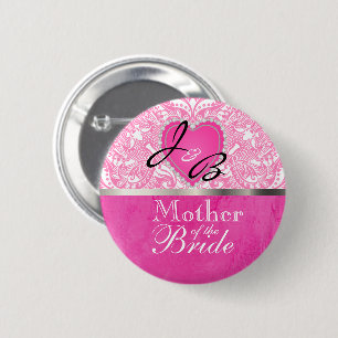 Classy Monogram Wedding Party - Roze Heart Ronde Button 5,7 Cm