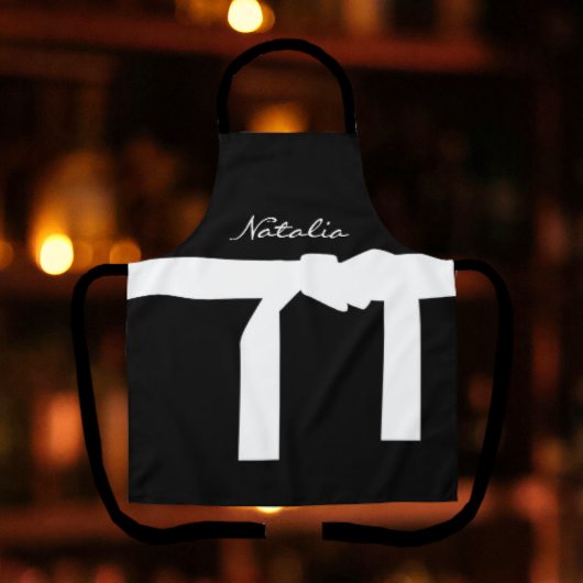 Classy Monogramme Nom tablier noir et blanc