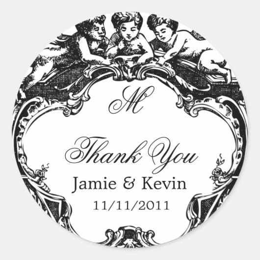 Classy  Monogrammed Cherub Sticker (Voorkant)