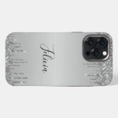 Classy Monogrammed Silver Dripped Glitter iPhone Hoesje (Achterkant horizontaal)
