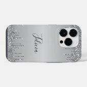 Classy Monogrammed Silver Dripped Glitter iPhone Hoesje (Achterkant horizontaal)