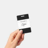 Classy Monotone Name Tag Badge (Handheld)