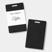 Classy Monotone Name Tag Badge (Front & Back)