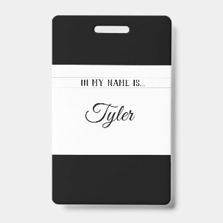 Classy Monotone Name Tag Badge