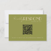 Classy Moss Green Old Money QR Code Wedding RSVP Kaartje (Voorkant)