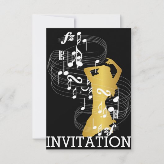 Classy Musical Dance Cabaret Vip Girl Invitation (Devant)