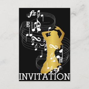 Classy Musical Dance Cabaret Vip Girl Invitation Kaart