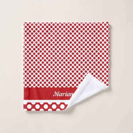 Classy Named Red Polka Dot Bad Handdoek (Wasdoekje)