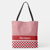 Classy Named Red & White Polka Dot Canvas tas (Achterkant)