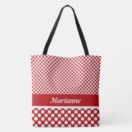 Classy Named Red & White Polka Dot Canvas tas