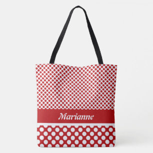 Classy Named Red & White Polka Dot Canvas tas