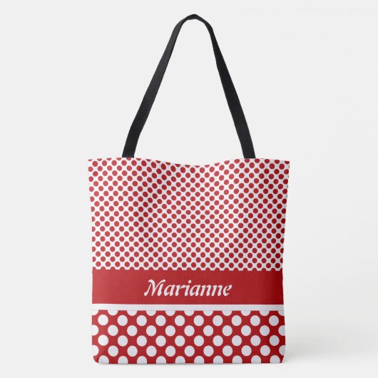 Classy Named Red & White Polka Dot Canvas tas (Achterkant)
