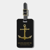 Classy Nautical Gold Anchor op zwart Bagagelabel (Voorkant verticaal)