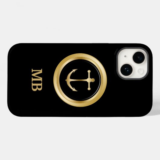 Classy Nautical Monogram Boat Anchor Case-Mate iPhone Case (Achterkant (horizontaal))
