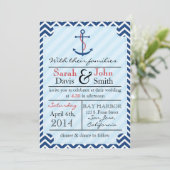 Classy Nautical Wedding Invitation Kaart (Staand voorkant)