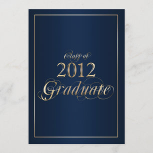 Classy Navy and Gold 2012 Afstuderen uitnodiging