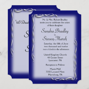 Classy Navy and White Wedding Invitation Kaart