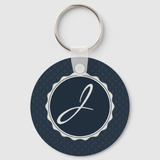 Classy Navy Blue Custom Monogram Sleutelhanger