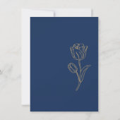 Classy Navy Blue en Gold Florals Wedding Invitati Kaart (Achterkant)