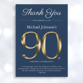 Classy Navy Blue Gold 90th Birthday Carte de remer