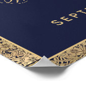 Classy Navy Blue Gold Affiche de bienvenue de fête (Coin)