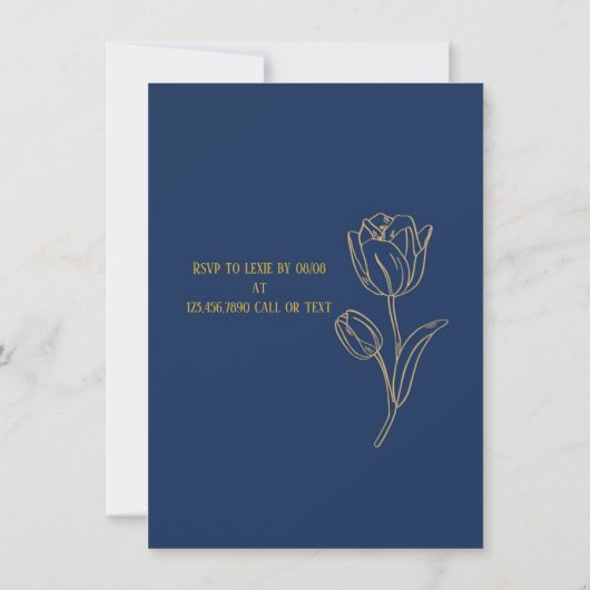 Classy Navy Blue Gold Rachel Bridesmaids Luncheon Kaart (Achterkant)