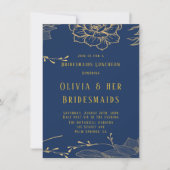 Classy Navy Blue Gold Rachel Bridesmaids Luncheon Kaart (Voorkant)