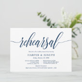 Classy Navy Blue, Huwelijksrepetitie en diner Kaart (Staand voorkant)