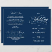 Classy Navy Blue, Programme de mariage pliable (Devant / Derrière)