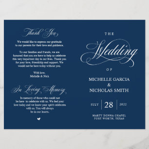 Classy Navy Blue, vouwbaar huwelijksprogramma