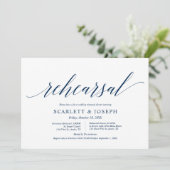 Classy Navy Blue, Wedding Rehearsal and Dinner Kaart (Staand voorkant)