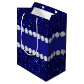 Classy Navy Sequins en Diamonds - Gepersonaliseerd Medium Cadeauzakje (Achterkant Gekanteld)