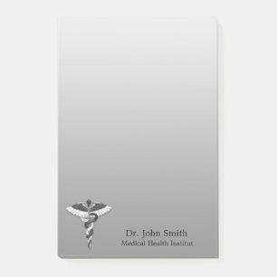 Classy Noble Caduceus Medical Elegant Black White Post-it® Notes