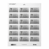 Classy Noble Elegant Black White Caduceus Medical Etiket (Full Sheet)