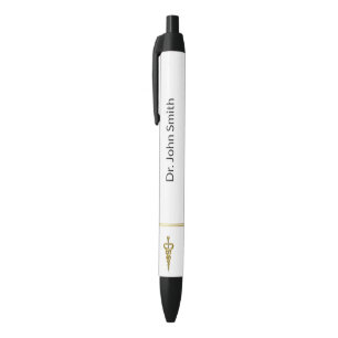 Classy Noble Elegant Gold Silver Asclepius Medical Zwarte Inkt Pen
